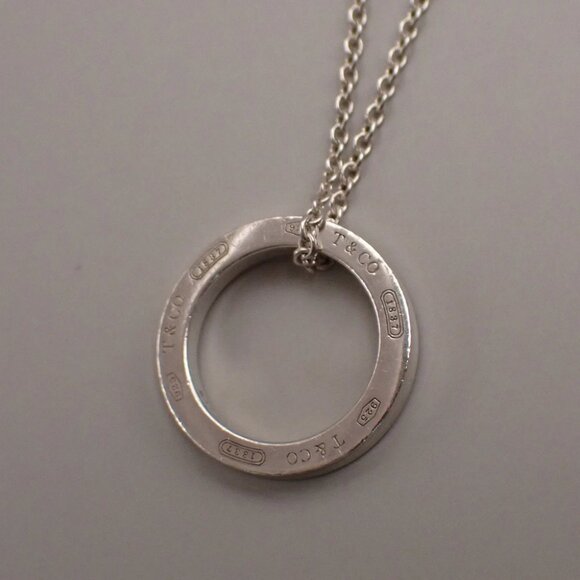 Tiffany & Co. Logo 1837 Circle Chain Necklace Pendant Ag 925 Silver 02YH711 - Picture 3 of 10